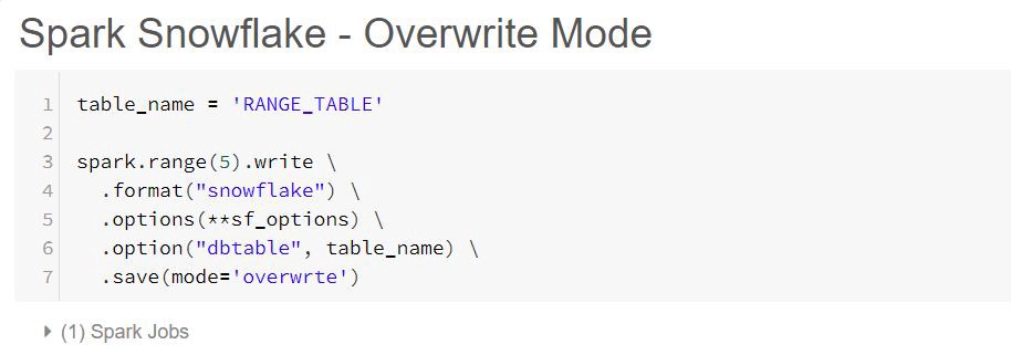 spark snowflake overwrite mode